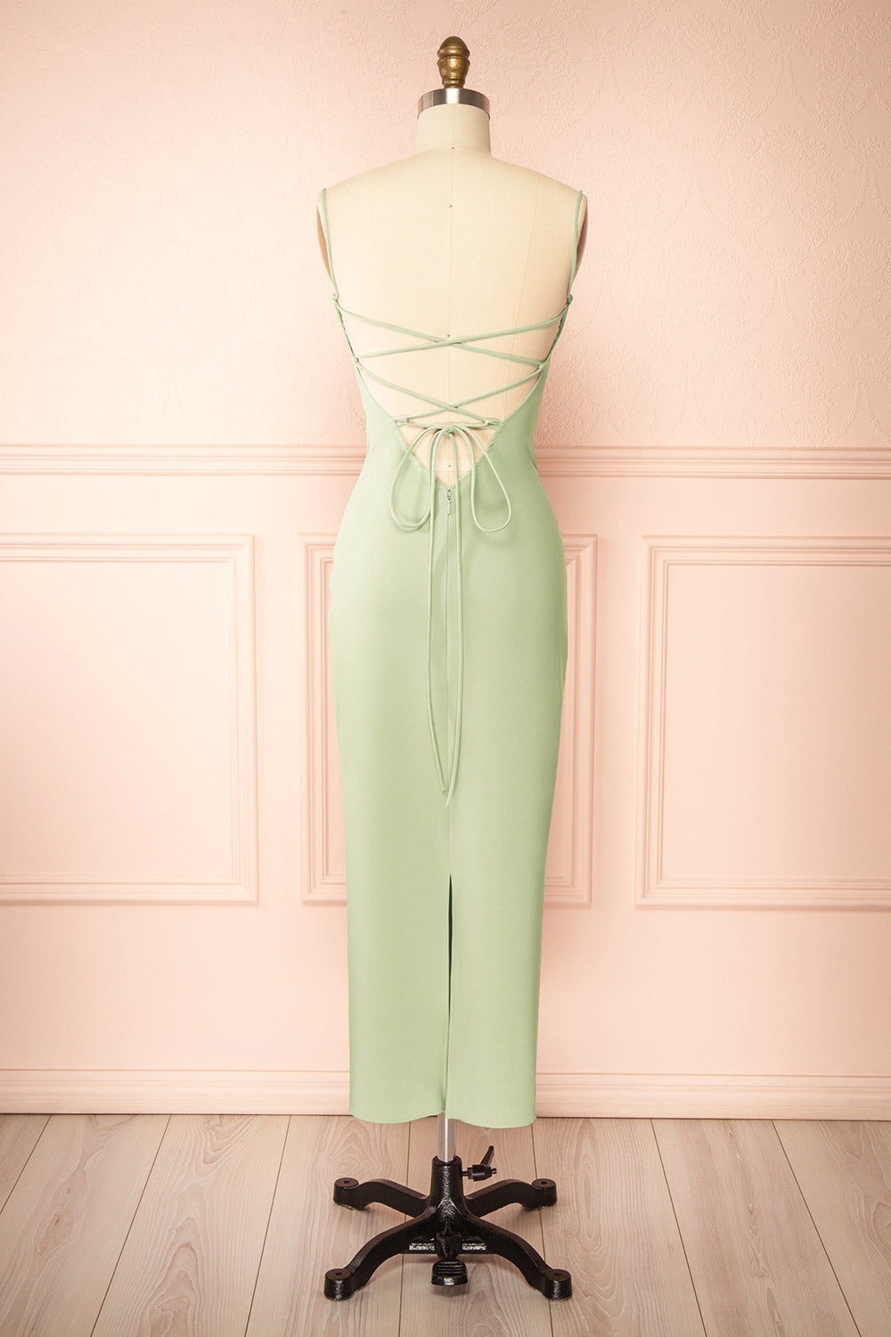 Arannia Mint | Fitted Midi Dress with Laced Back by Arti Gogna