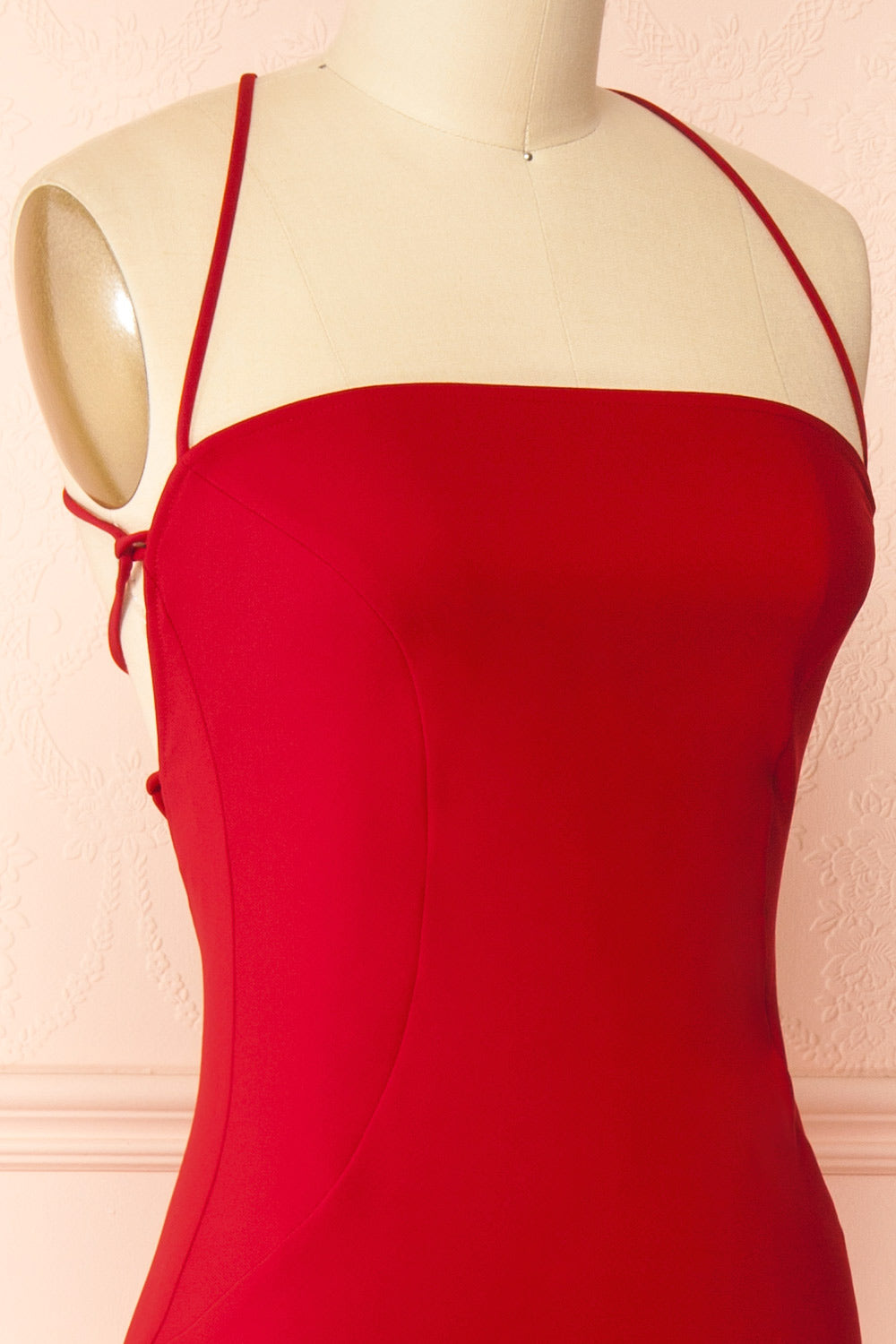 Arannia Red | Fitted Midi Dress with Laced Back by Arti Gogna