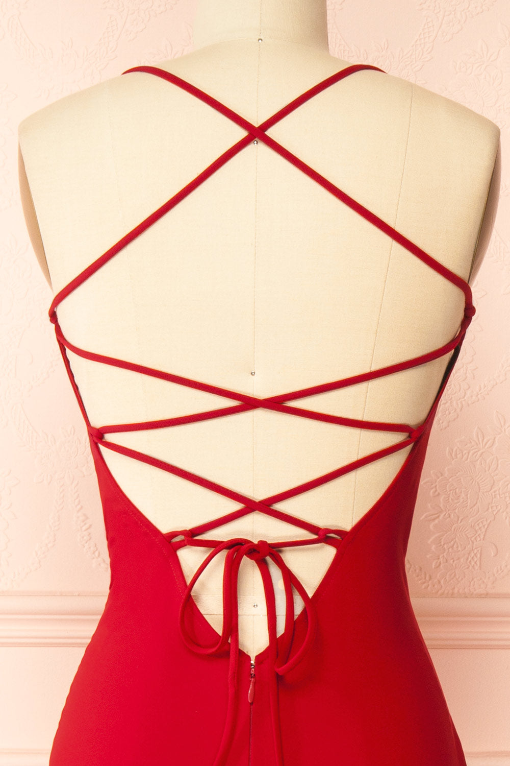 Arannia Red | Fitted Midi Dress with Laced Back by Arti Gogna