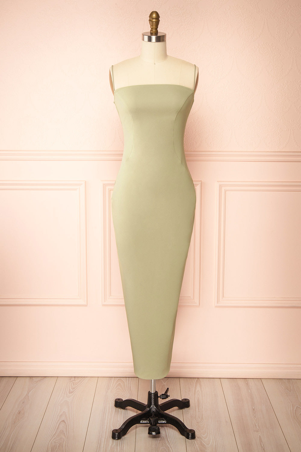 Arannia Sage | Fitted Midi Dress with Laced Back by Arti Gogna