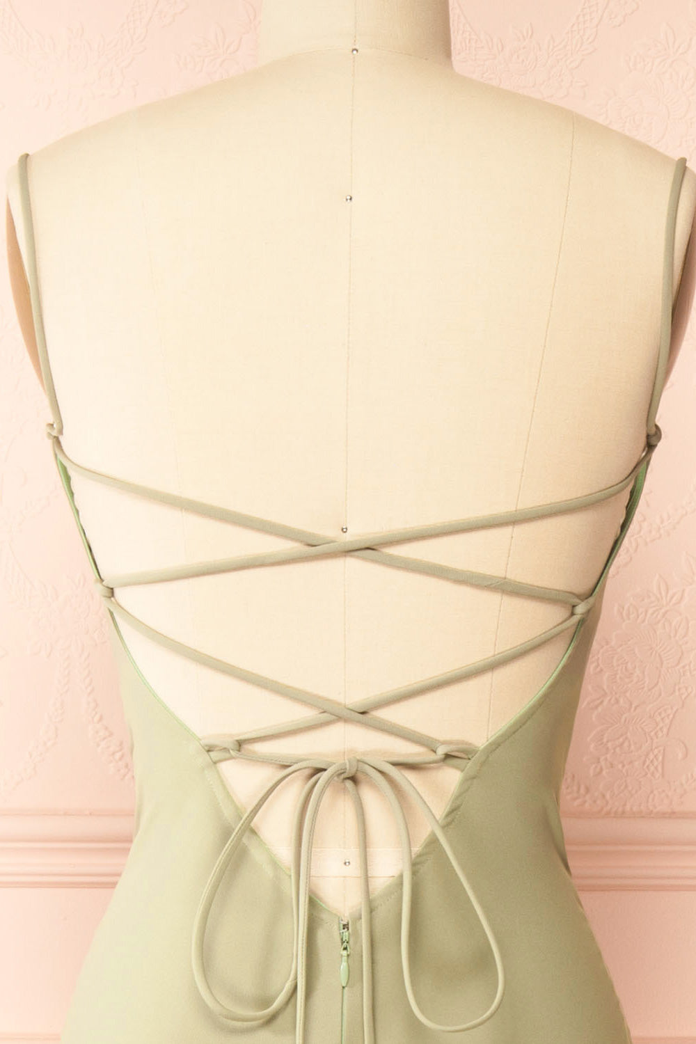 Arannia Sage | Fitted Midi Dress with Laced Back by Arti Gogna