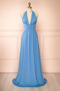Arleen Blue | Halter A-Line Maxi Dress