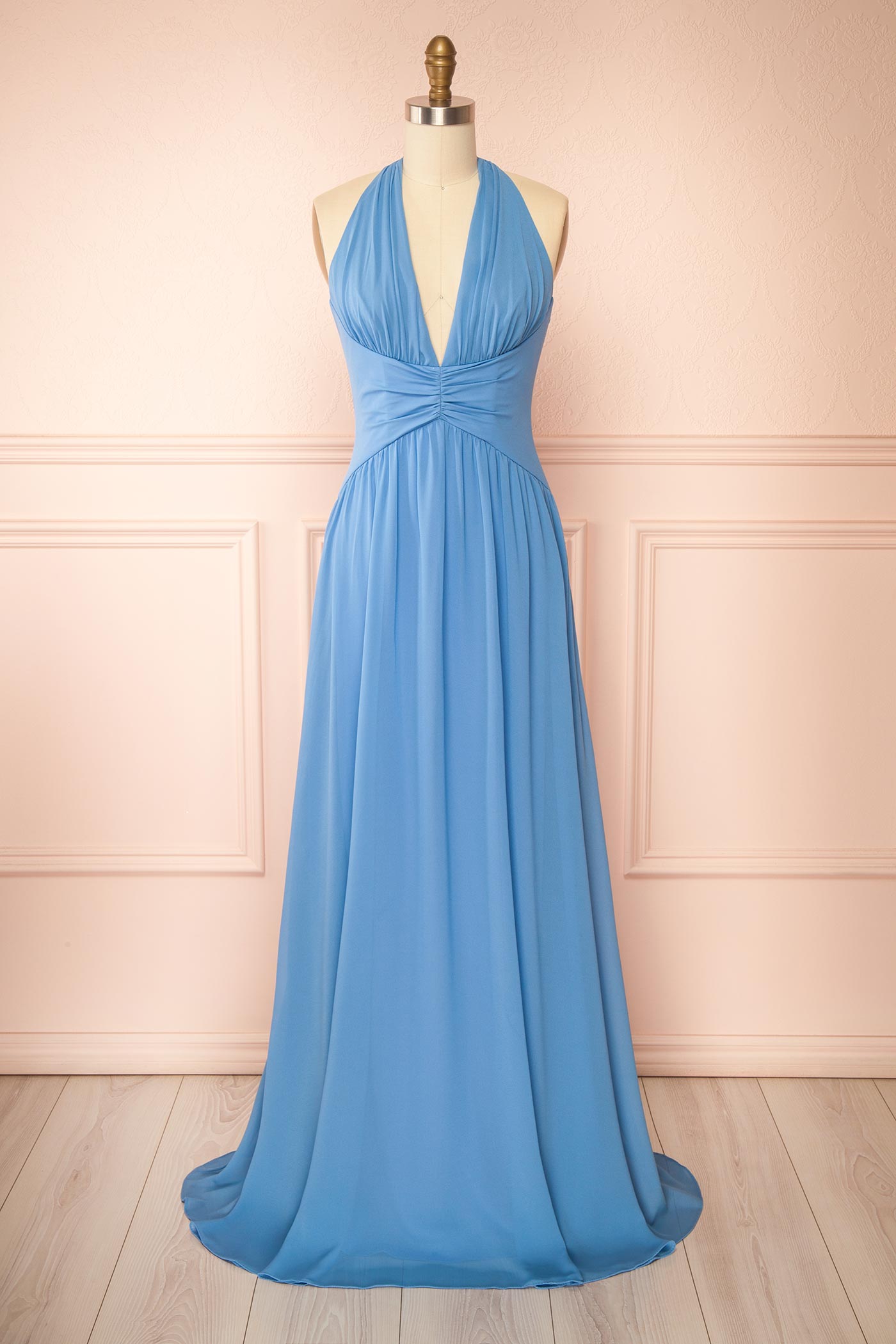 Arleen Blue | Halter A-Line Maxi Dress