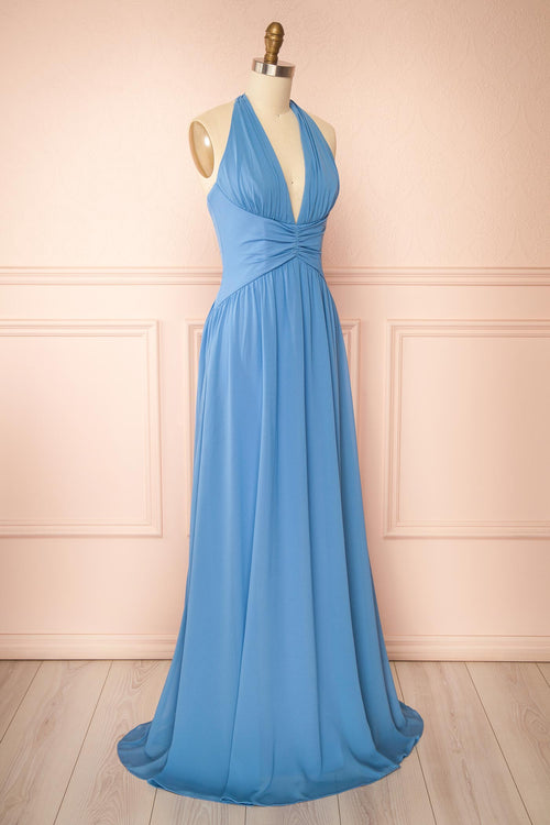 Arleen Blue | Halter A-Line Maxi Dress