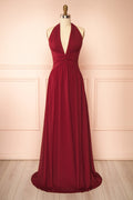 Arleen Burgundy  | Halter A-Line Maxi Dress