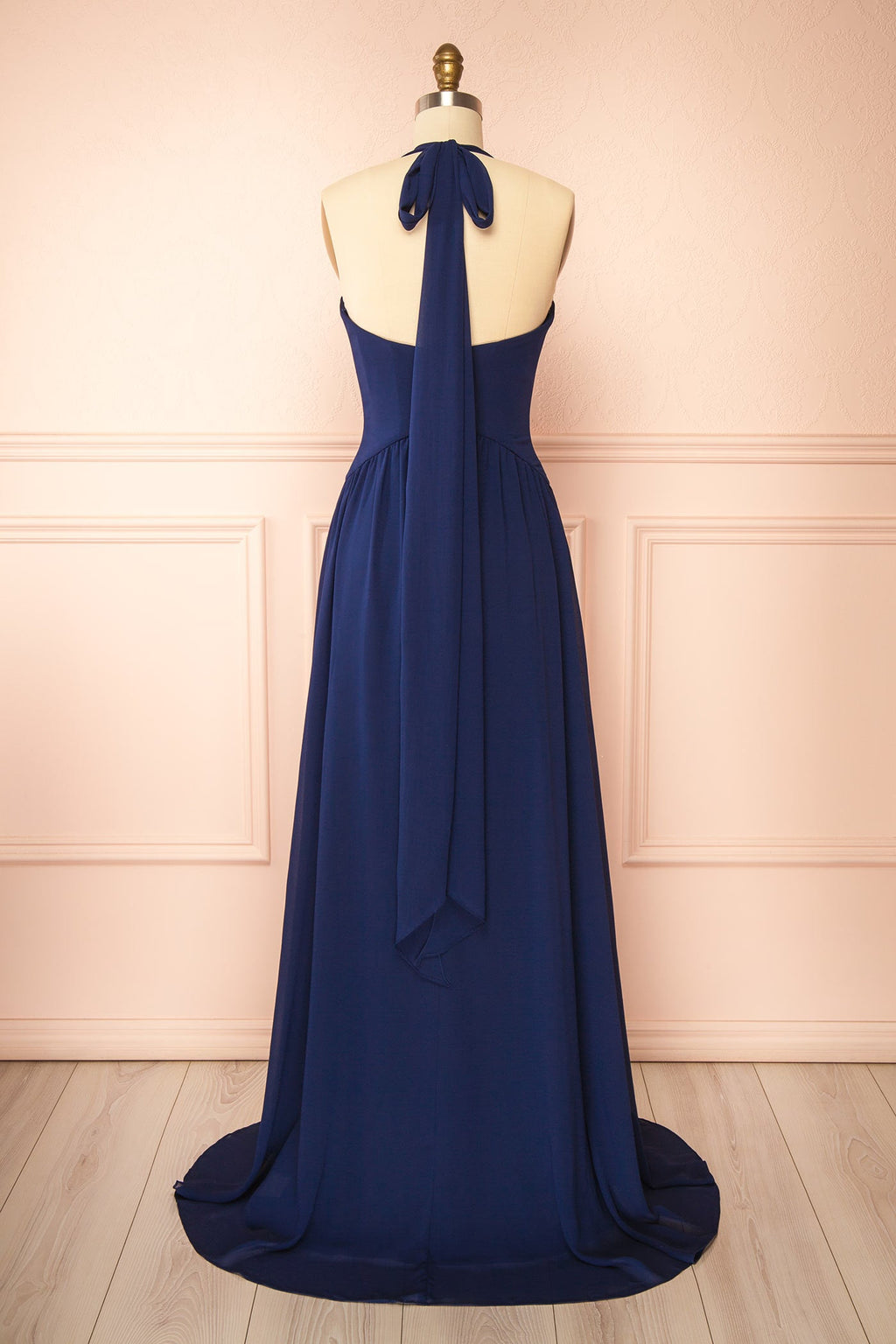 Arleen Navy  | Halter A-Line Maxi Dress