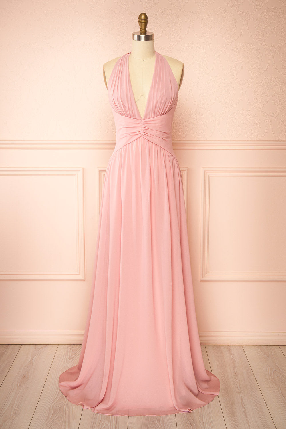 Arleen Pink | Halter A-Line Maxi Dress