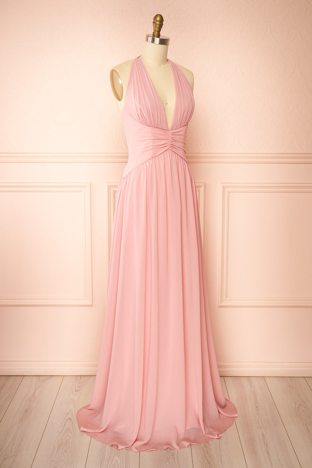 Arleen Pink | Halter A-Line Maxi Dress