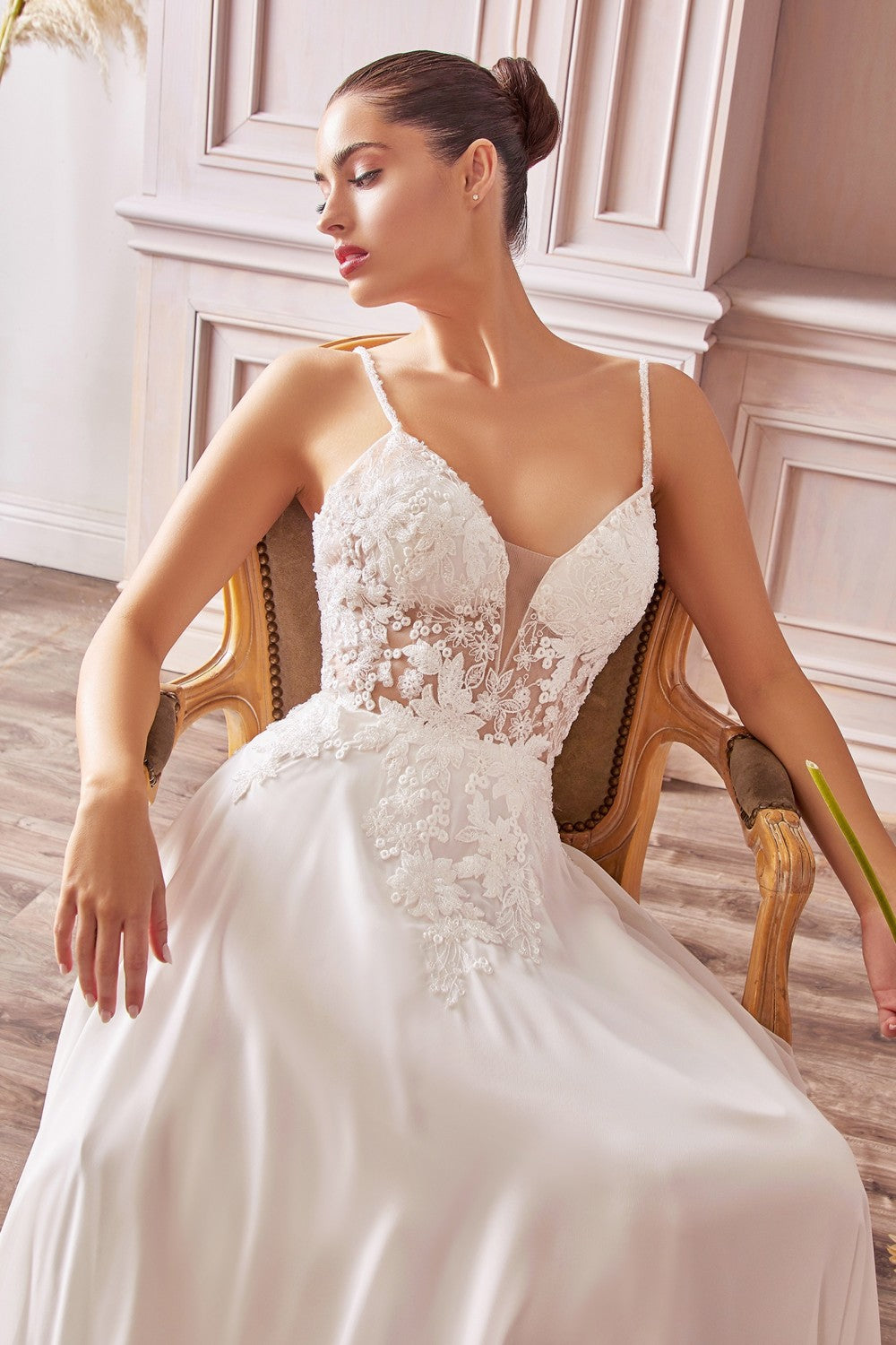 Arsinoe | White Plunging Neckline Wedding Gown