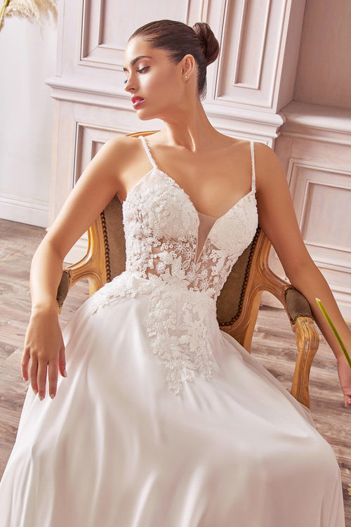 Arsinoe | White Plunging Neckline Wedding Gown