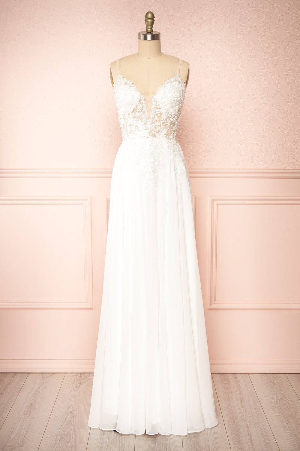 Arsinoe | White Plunging Neckline Wedding Gown
