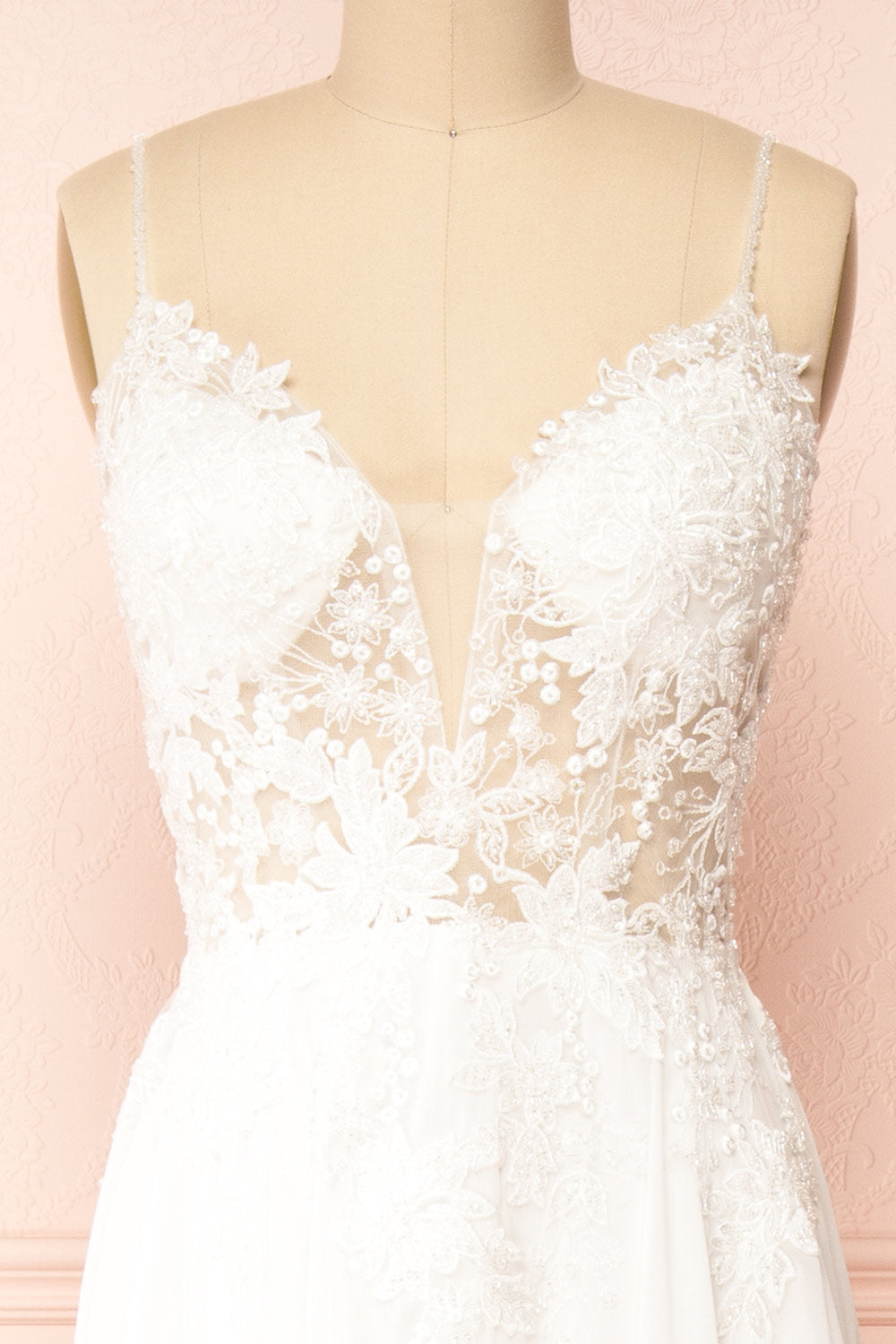 Arsinoe | White Plunging Neckline Wedding Gown