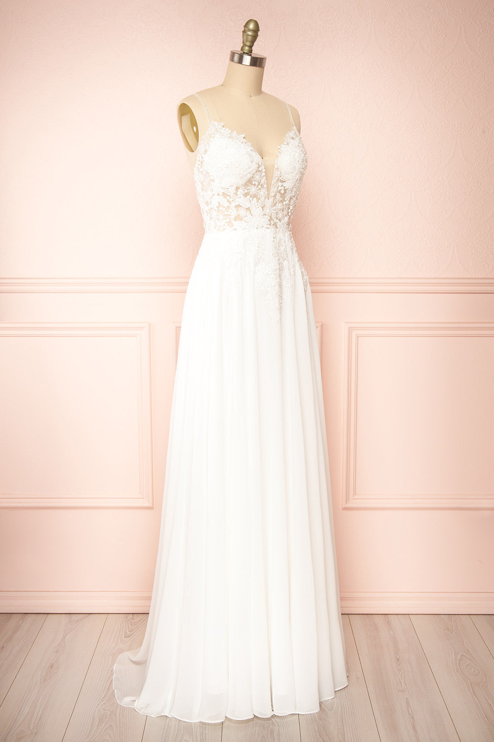 Arsinoe | White Plunging Neckline Wedding Gown