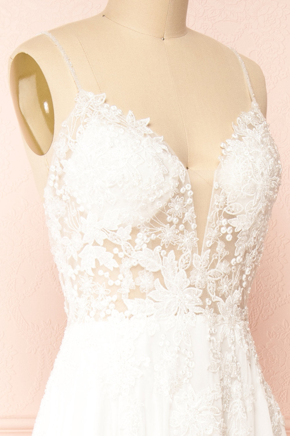 Arsinoe | White Plunging Neckline Wedding Gown