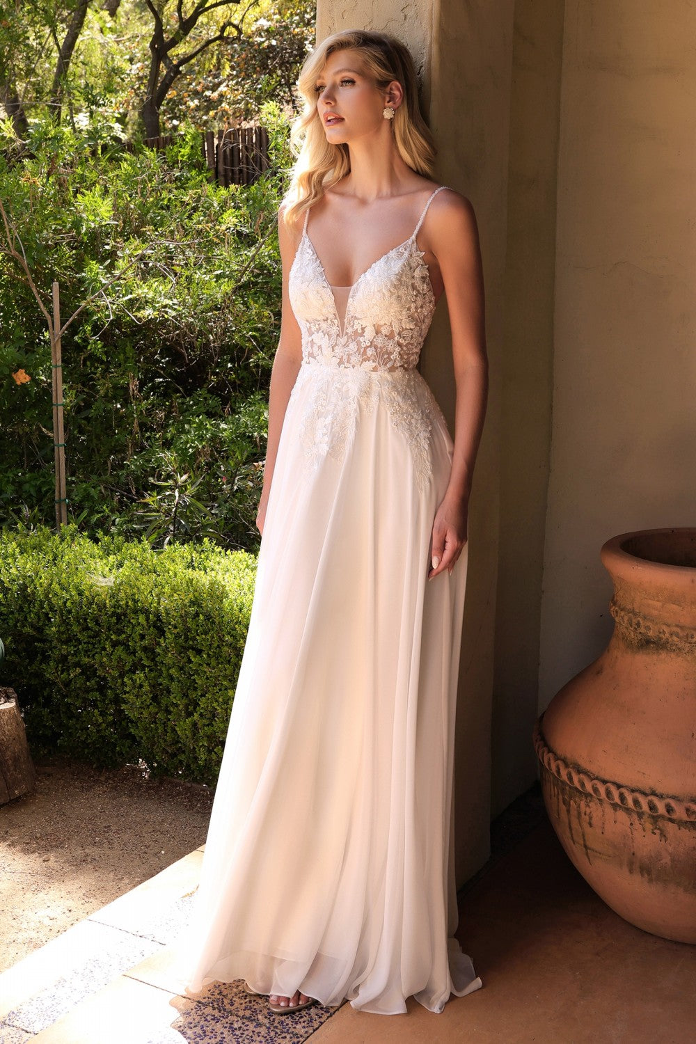 Arsinoe | White Plunging Neckline Wedding Gown