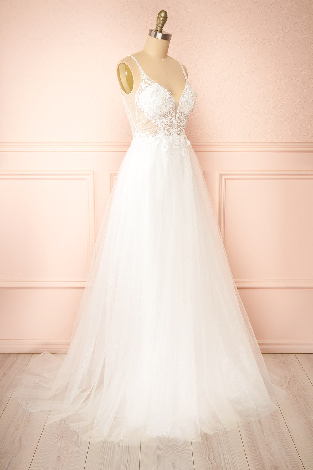 Astranova | Layered Tulle Wedding Gown with Lace