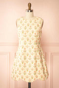 Astrell | Floral Eyelet Short Dress with Scallop Hem