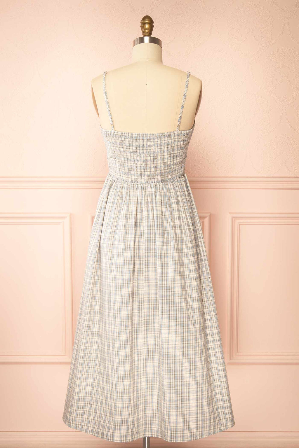 Auroria Blue | Plaid Midi A-Line Dress with Pocket