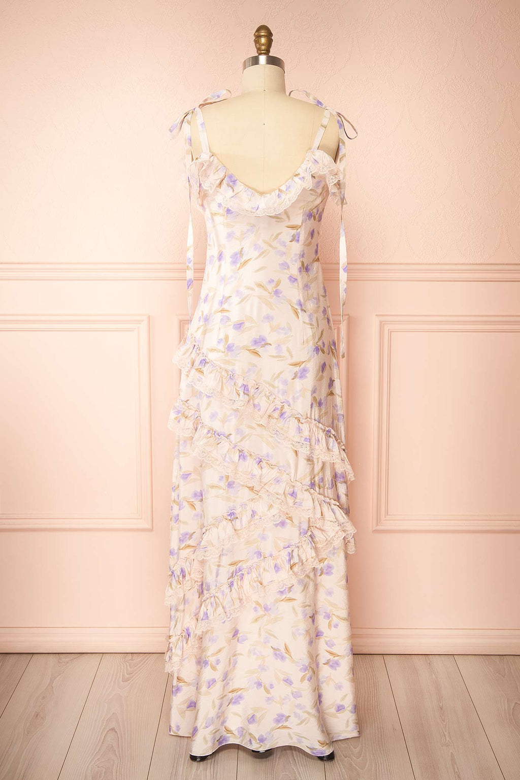 Avens | Blush Floral Maxi Dress with Ruffles