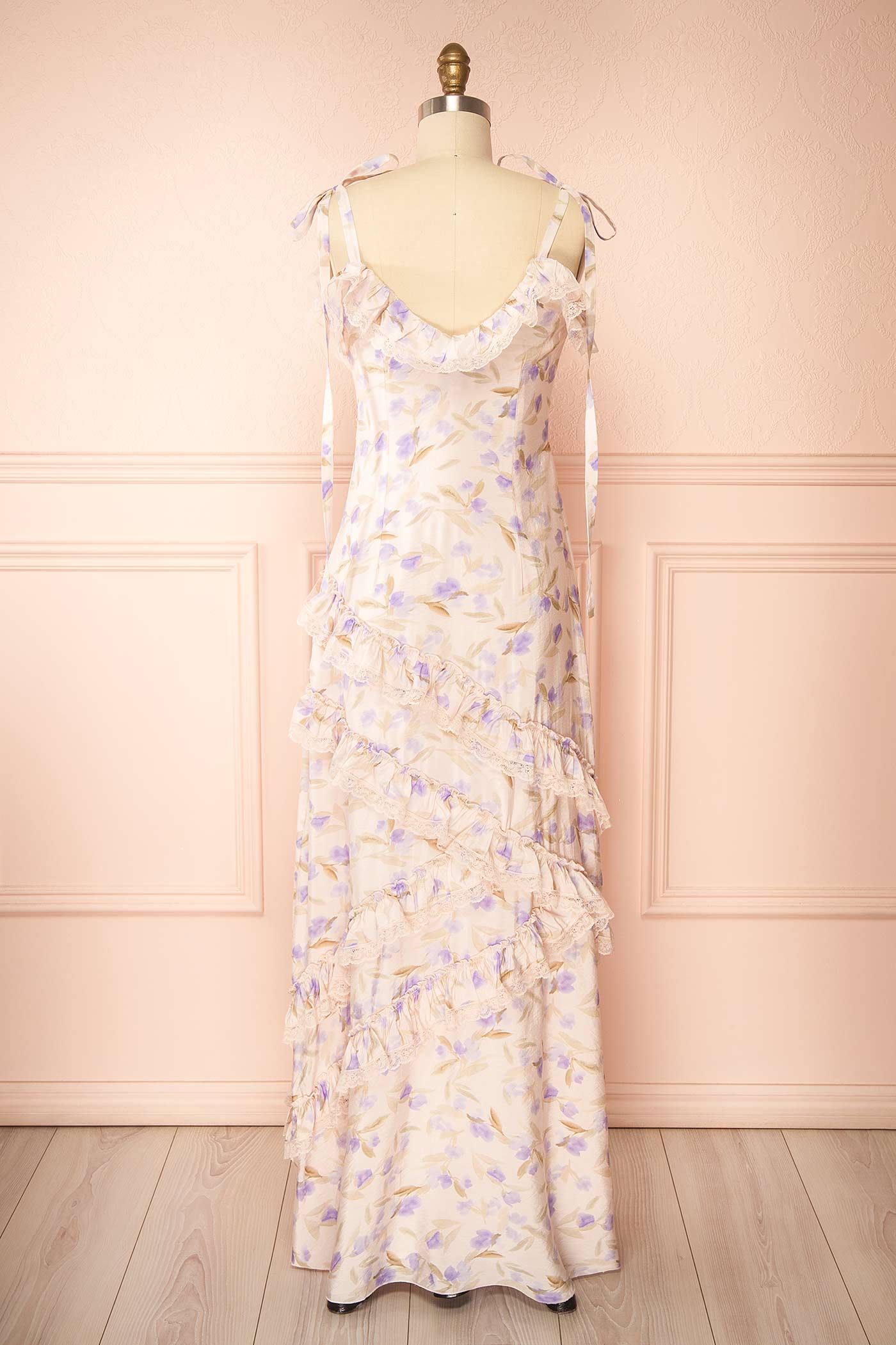 Avens | Blush Floral Maxi Dress with Ruffles