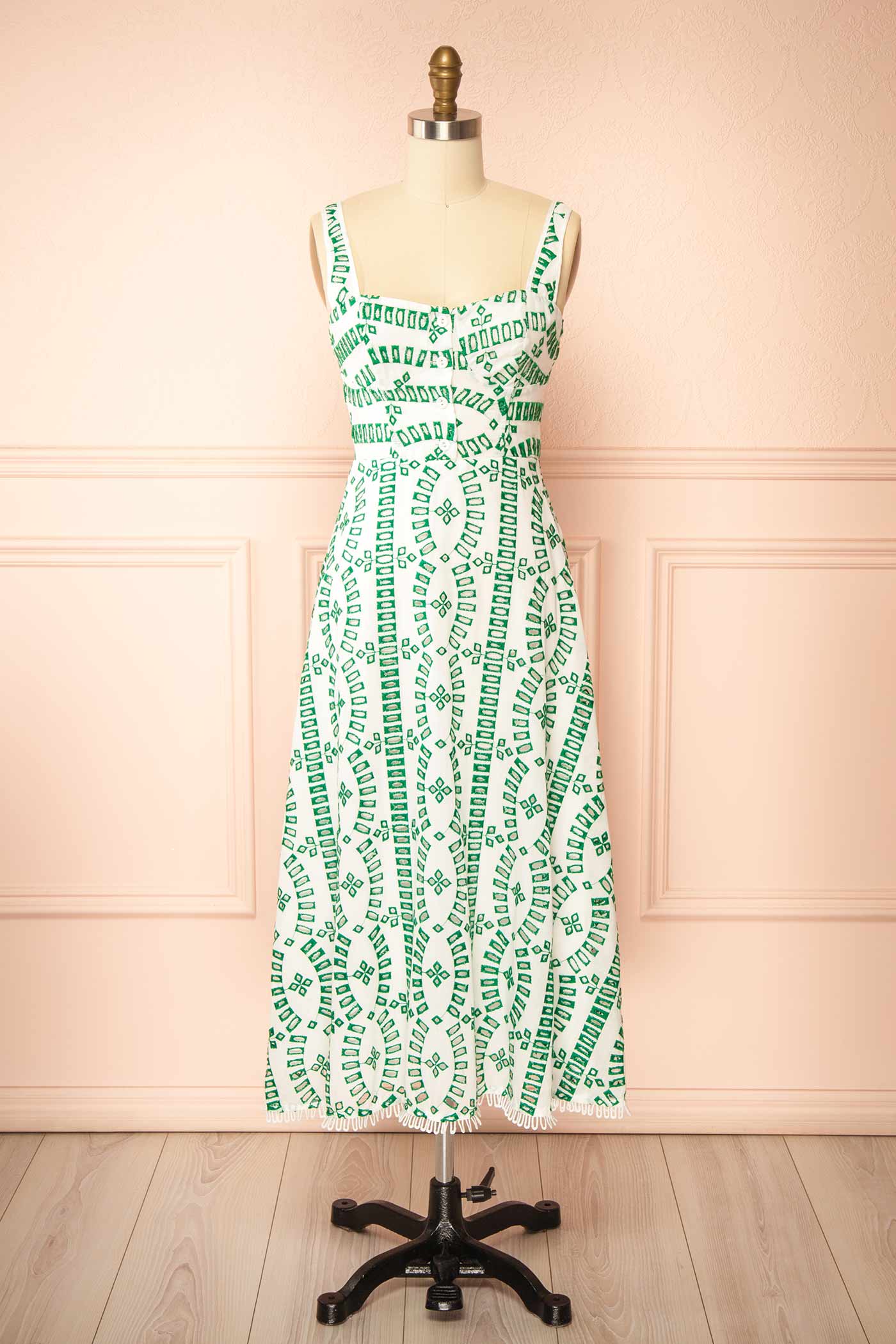 Averil | Midi Dress with Geometric Embroidery
