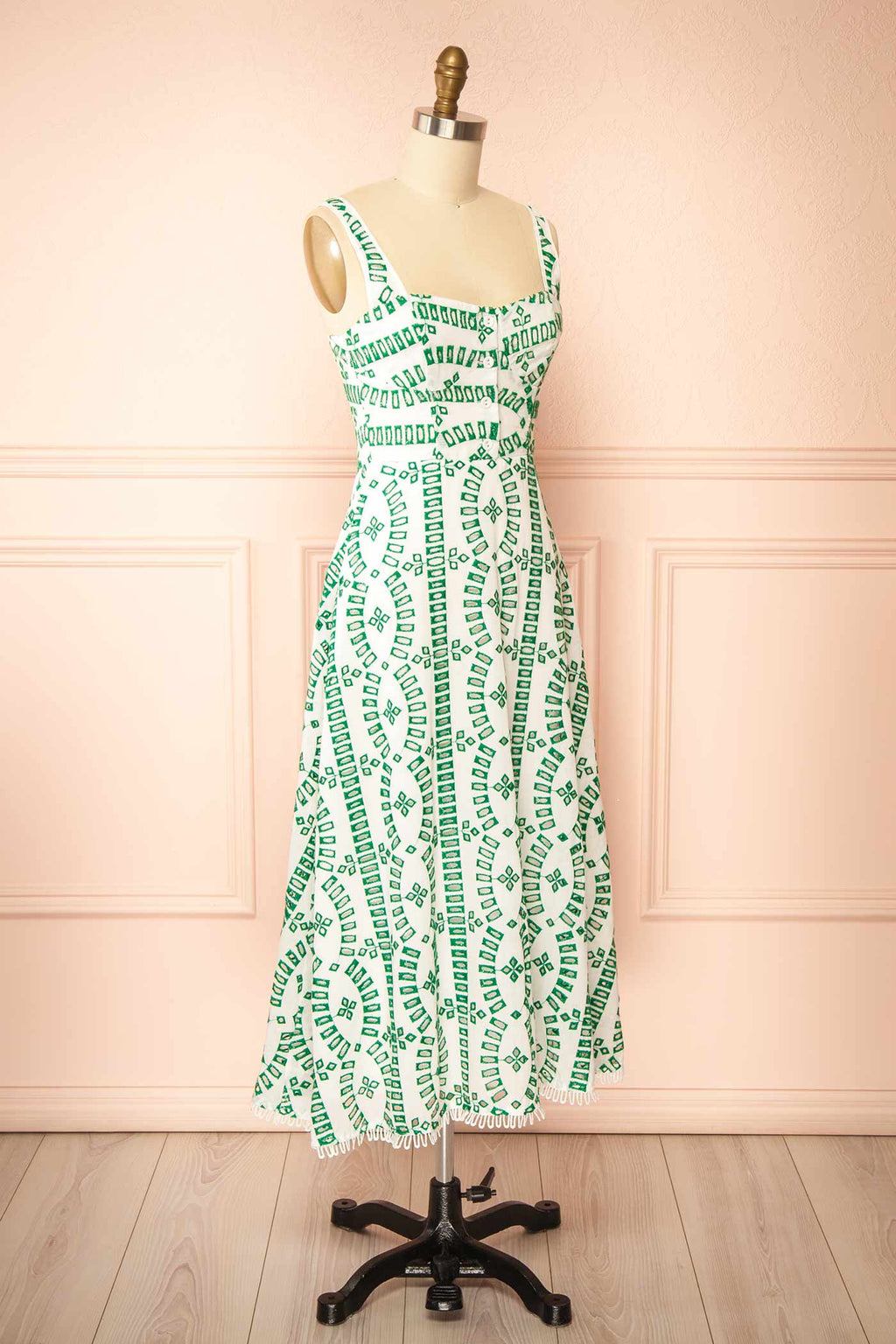 Averil | Midi Dress with Geometric Embroidery