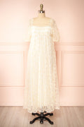 Bambina | Empire Waist Short Sleeve Maxi Dress with Embroidered Tulle