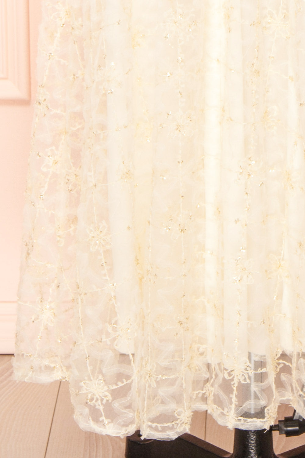 Bambina | Empire Waist Short Sleeve Maxi Dress with Embroidered Tulle