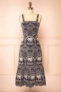 Barasat | Navy Midi Dress with Embroidery
