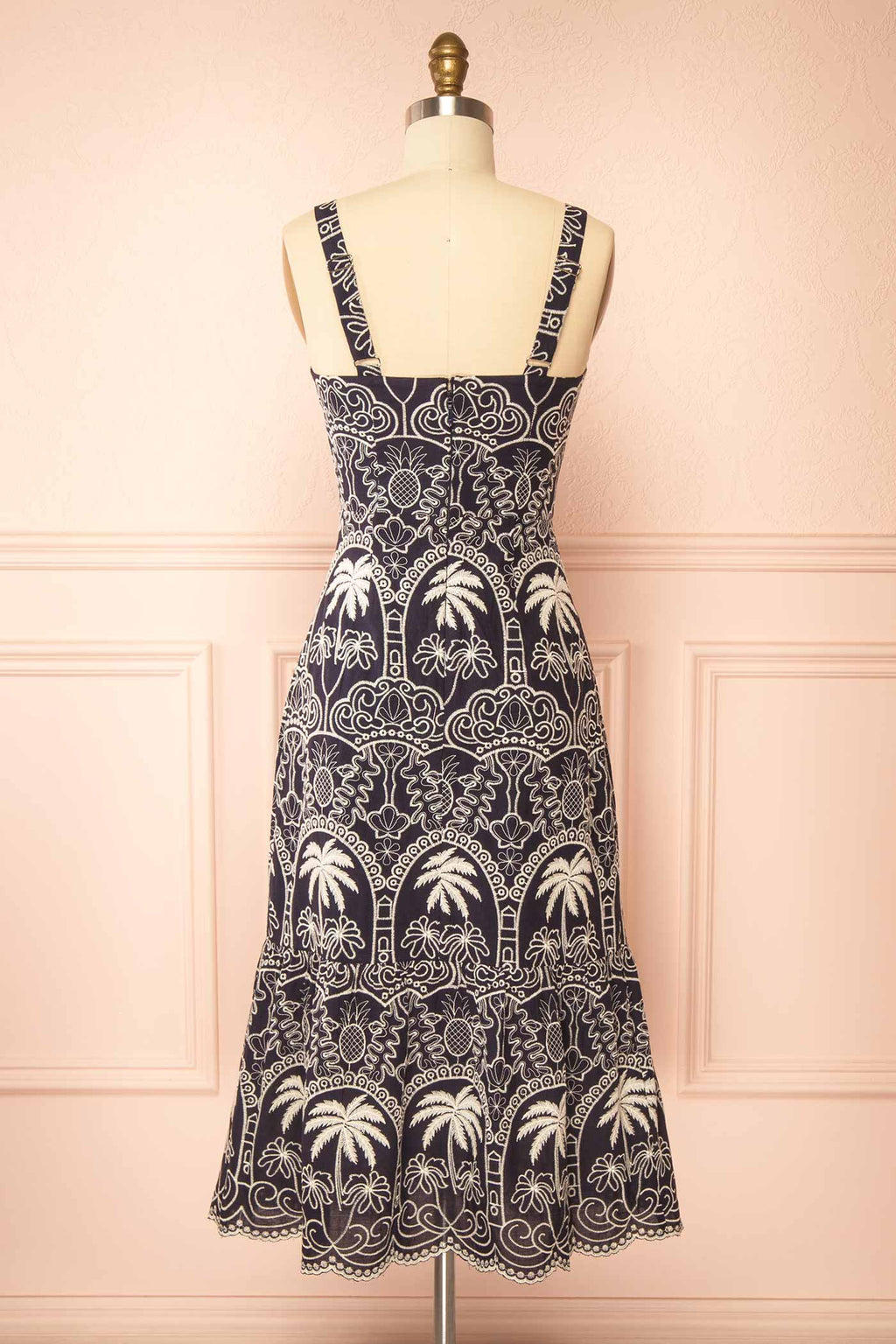 Barasat | Navy Midi Dress with Embroidery