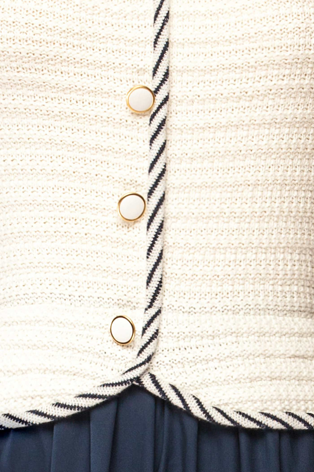Barauni | Navy Blue Maxi Dress in White Knit Top