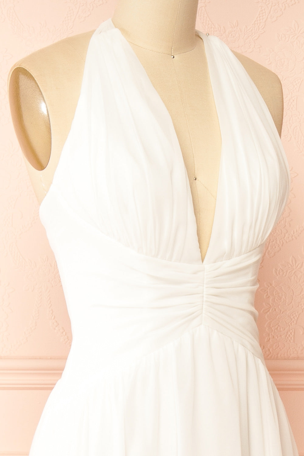 Bayley | Chiffon Halter Neck White Maxi Wedding Dress