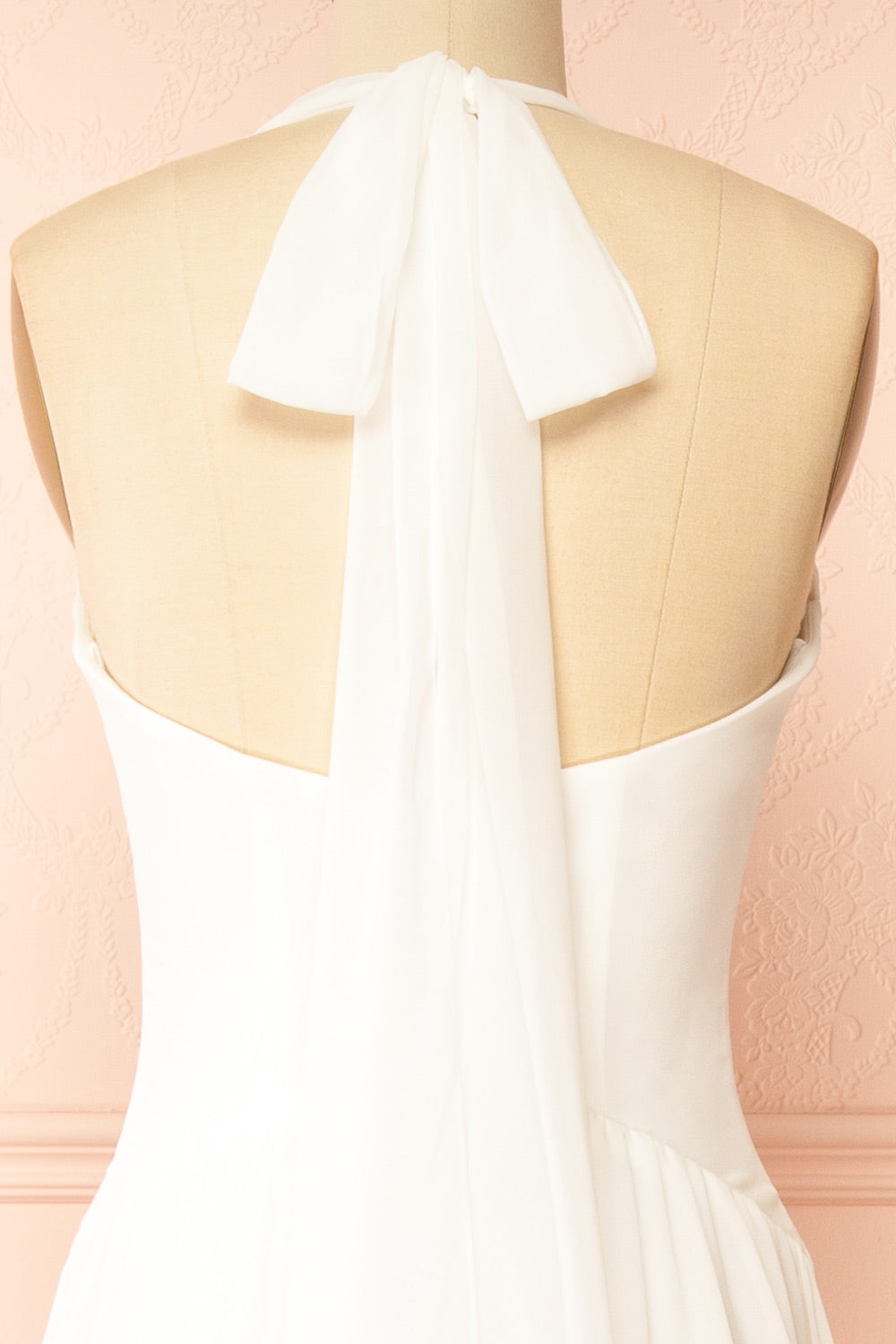 Bayley | Chiffon Halter Neck White Maxi Wedding Dress