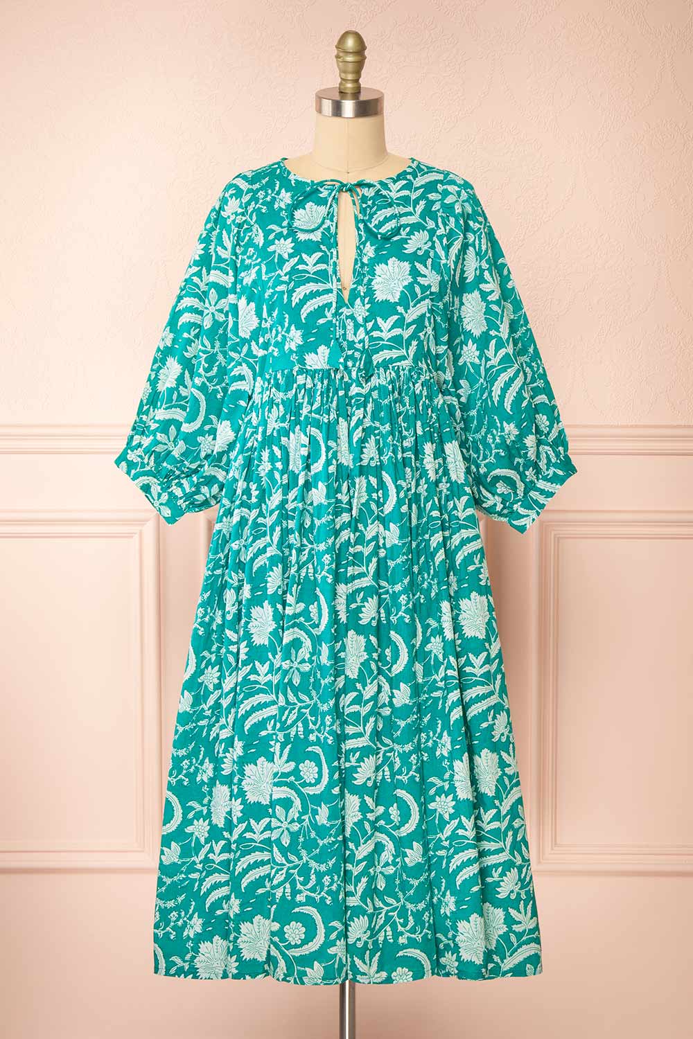 Bellami | Loose Midi Turquoise Floral Dress
