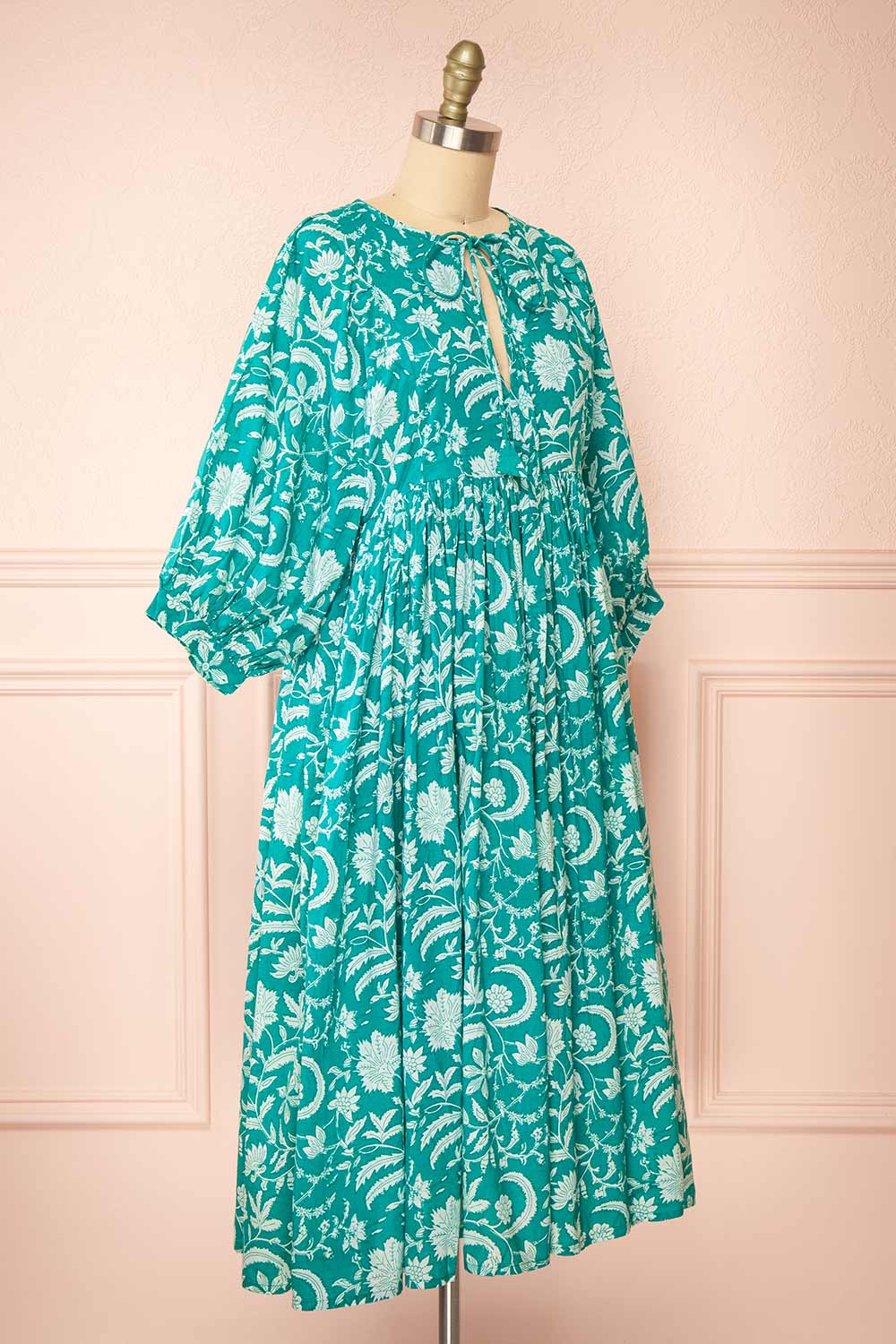 Bellami | Loose Midi Turquoise Floral Dress