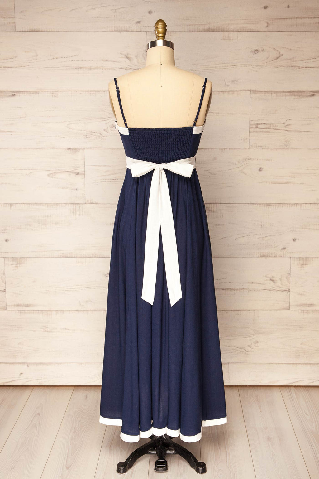 Biella | Navy Midi Dress with Contrast Trim