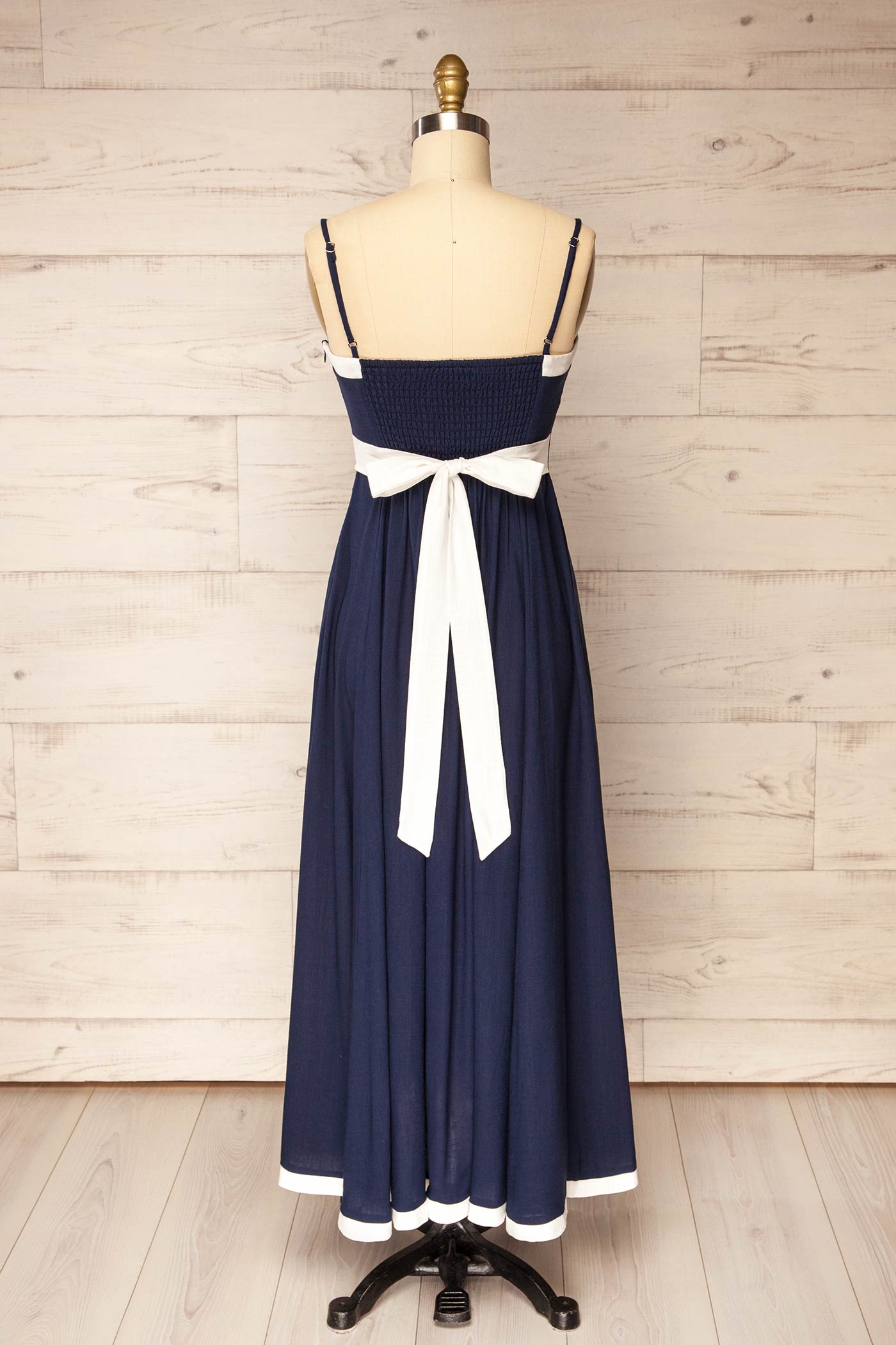 Biella | Navy Midi Dress with Contrast Trim