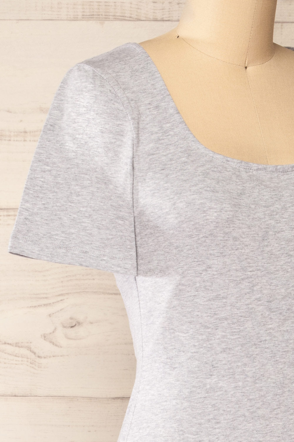 Bogota Grey | Short Sleeve Midi Dress w/ Square Neckline