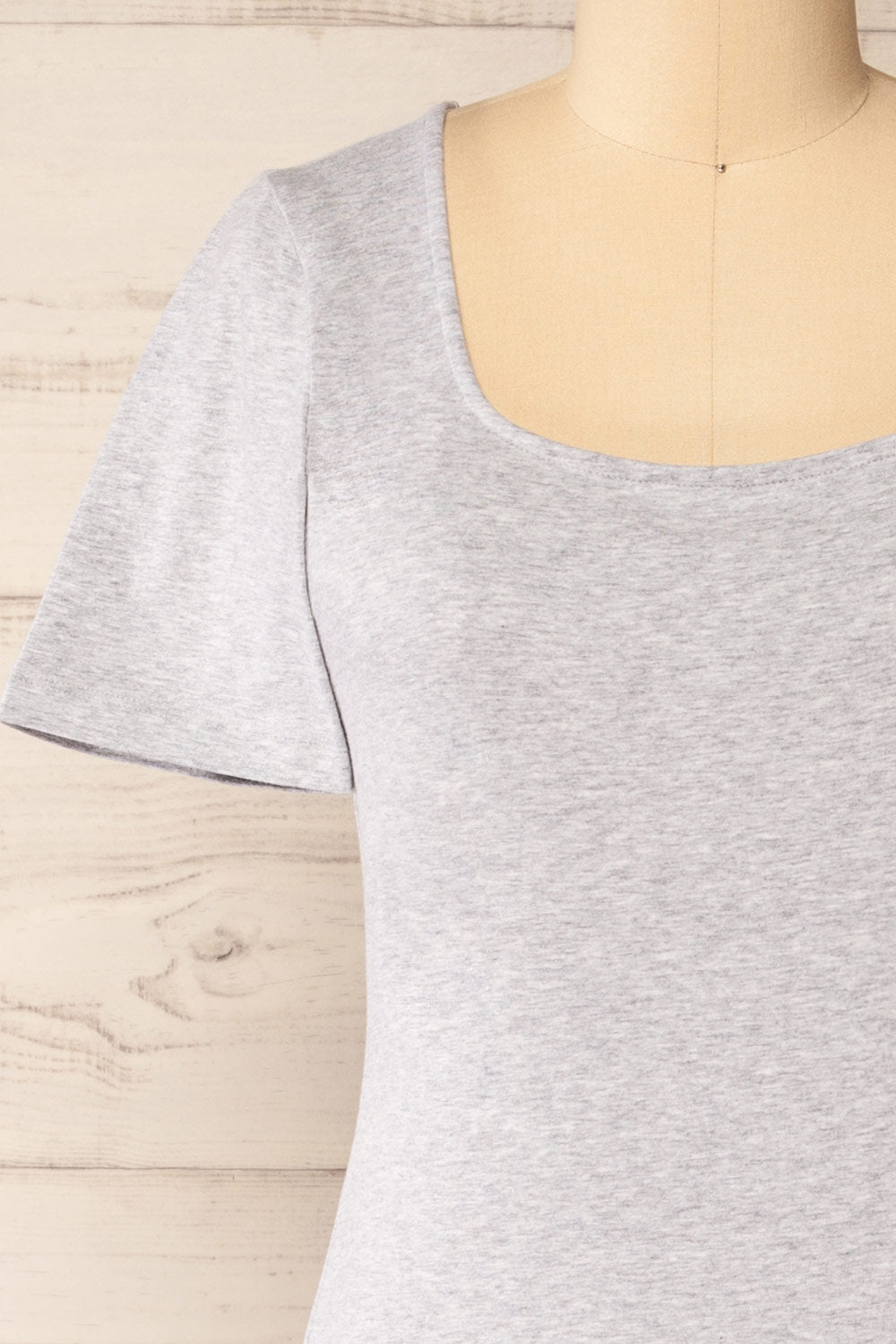 Bogota Grey | Short Sleeve Midi Dress w/ Square Neckline