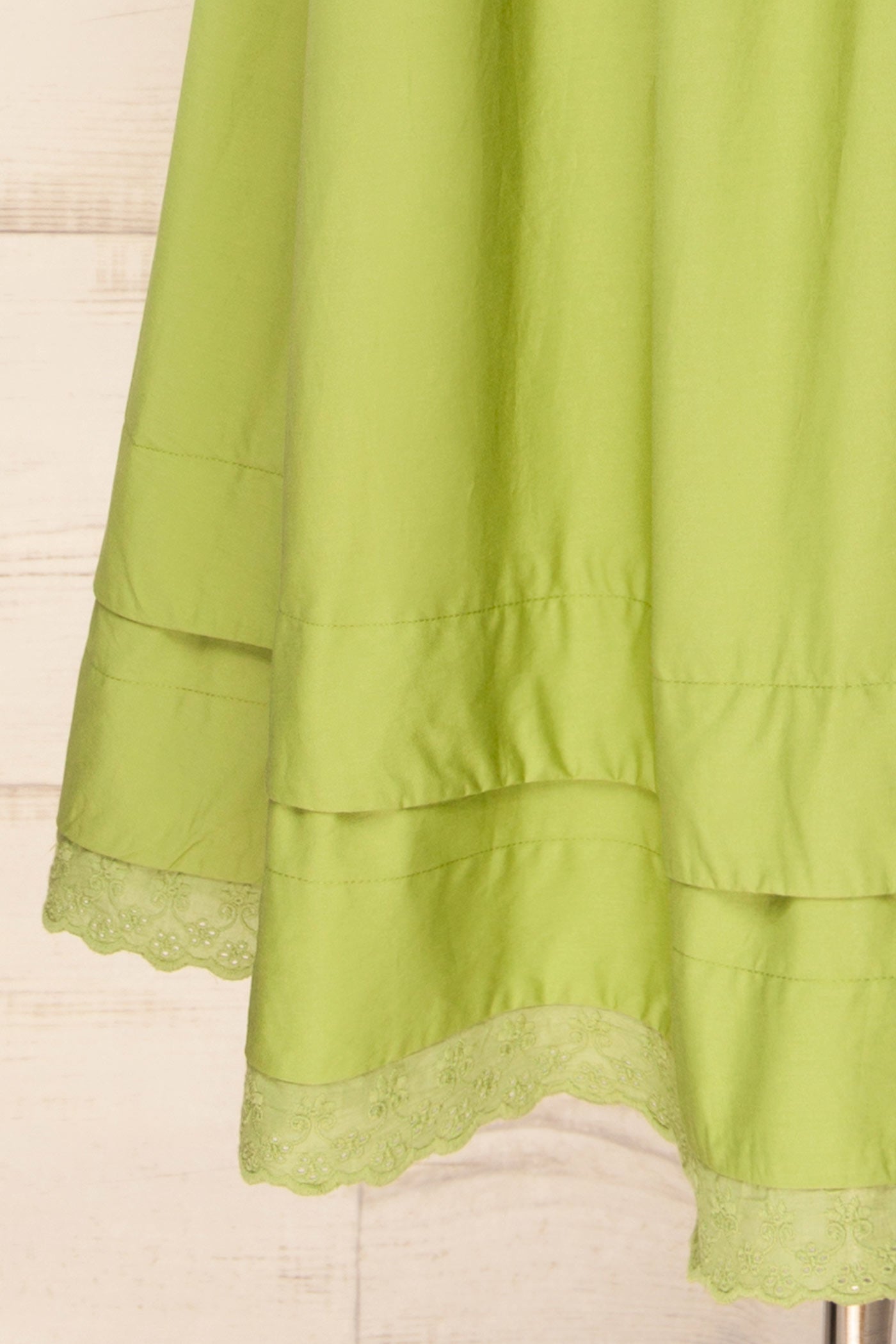 Bolsena Green | Knitted Top Midi Dress with Eyelet Trim