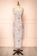 Bronwyn | Straight Lavender Midi Dress with Squared Neckline