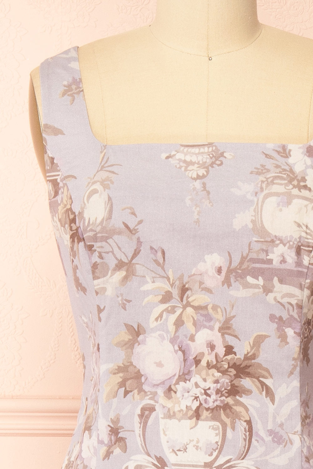 Bronwyn | Straight Lavender Midi Dress with Squared Neckline