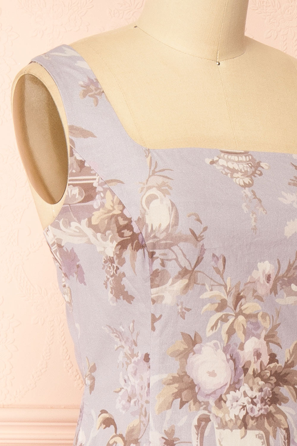 Bronwyn | Straight Lavender Midi Dress with Squared Neckline