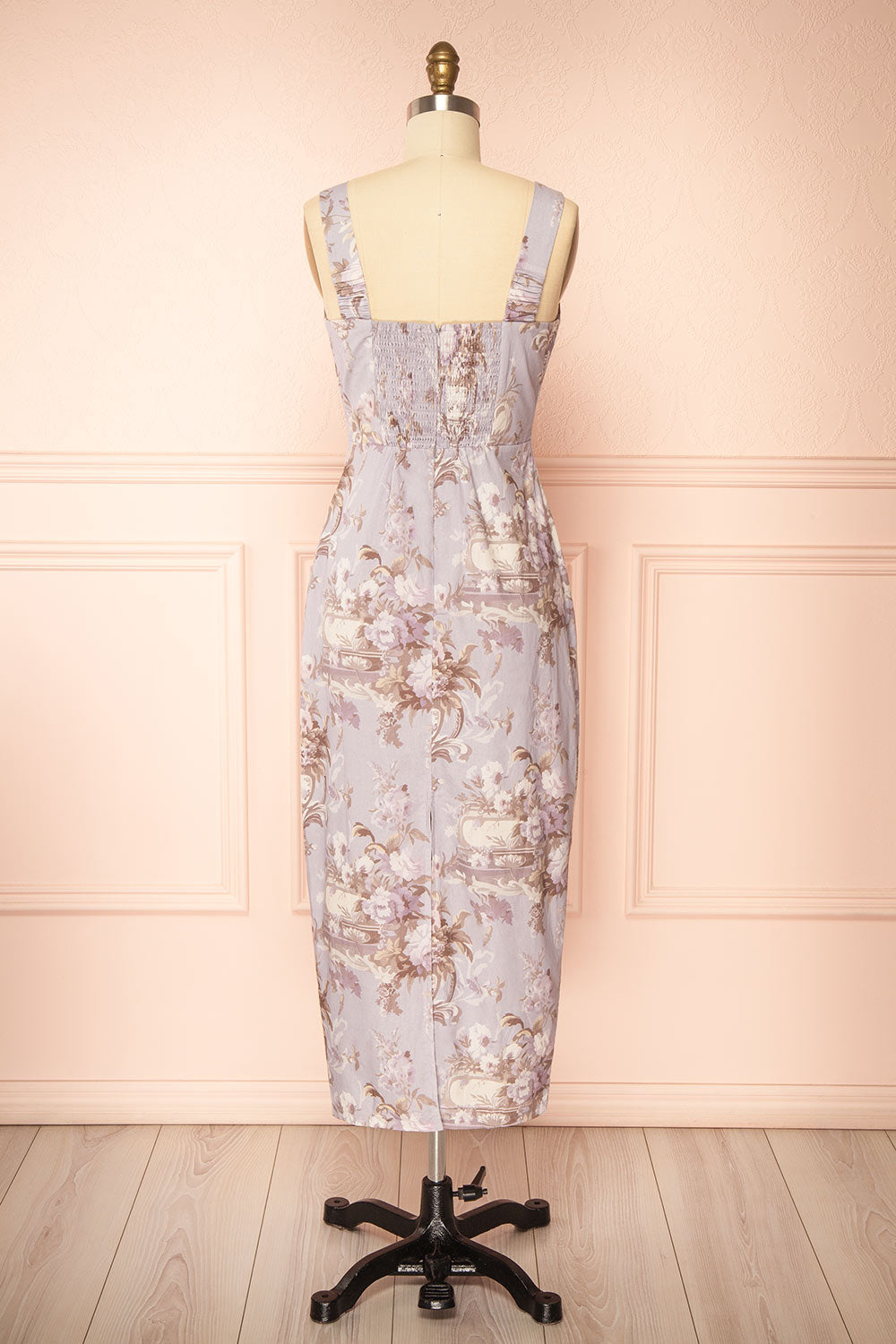 Bronwyn | Straight Lavender Midi Dress with Squared Neckline