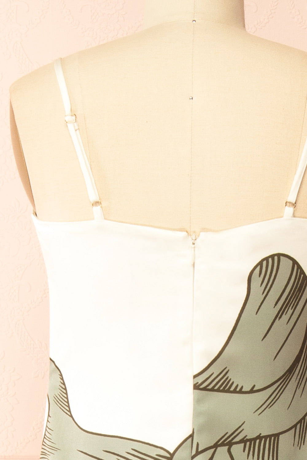 Brynlee | Ivory Midi Satin Dress with Leaf Motif