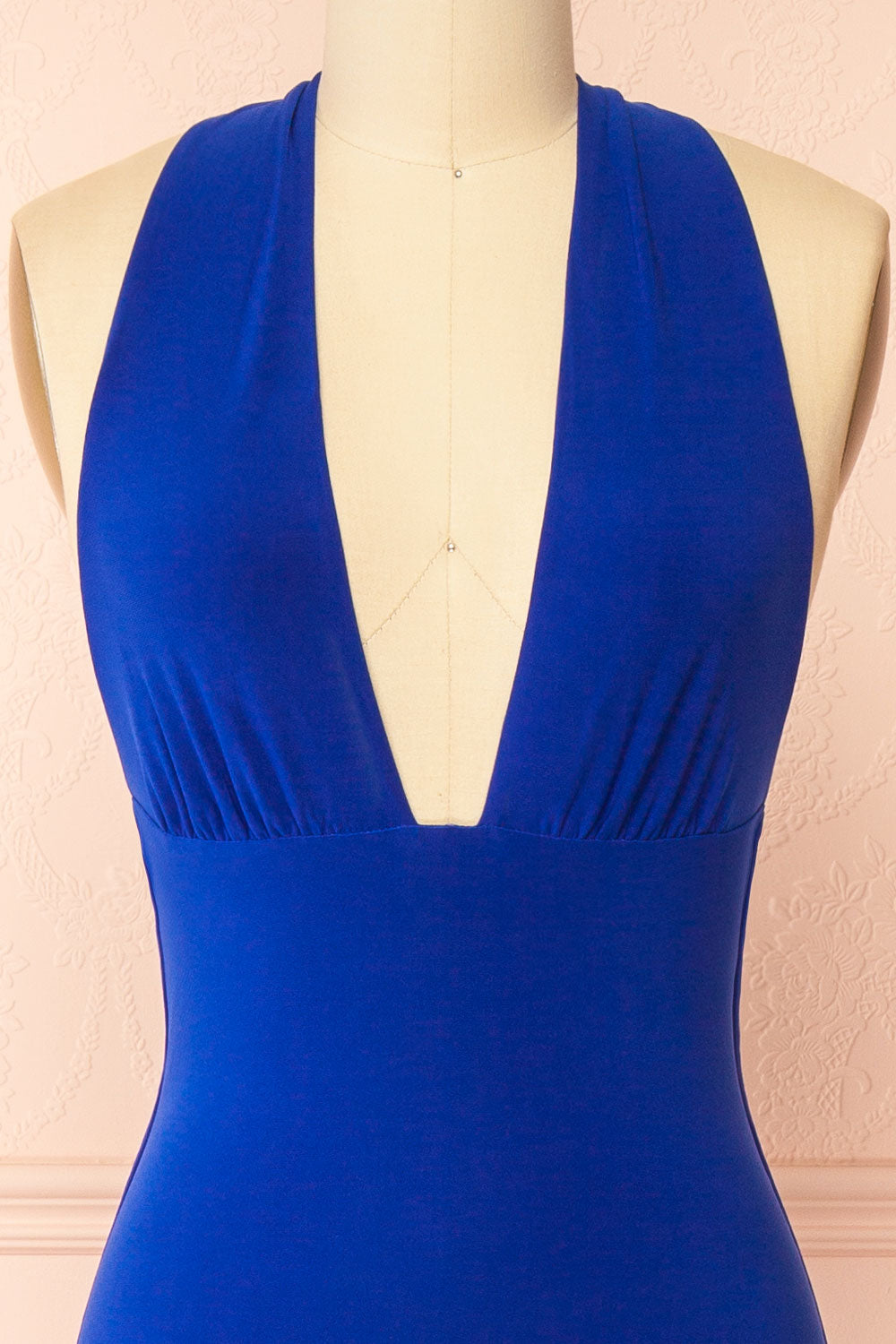 Caiden Blue | Halter V Neck Open Back Mermaid Dress