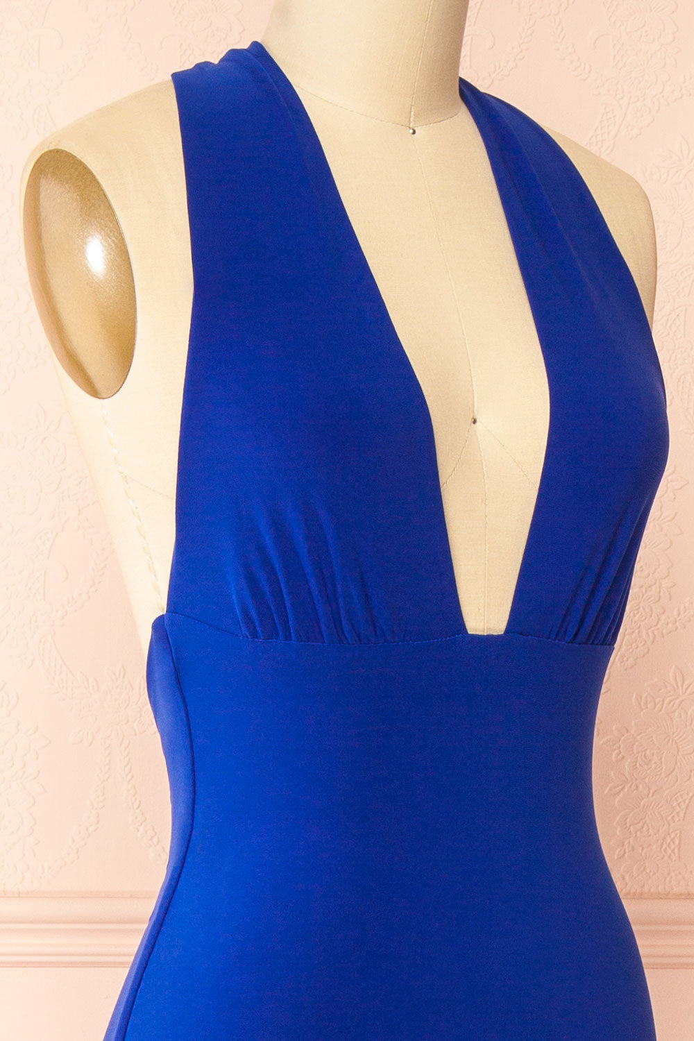 Caiden Blue | Halter V Neck Open Back Mermaid Dress