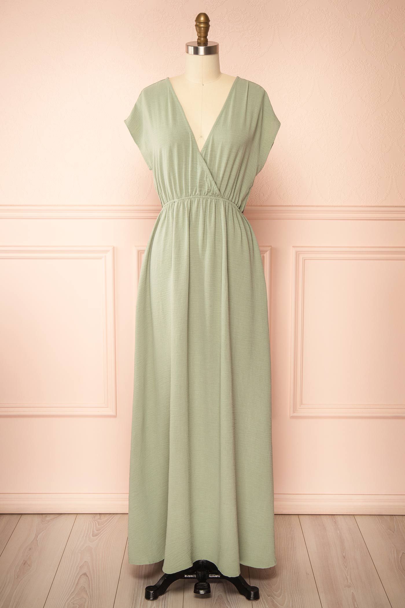 Cambrie | Sage Maxi Dress with V-Neck