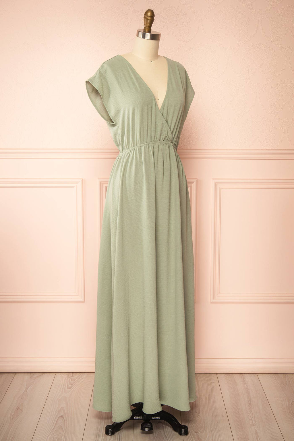 Cambrie | Sage Maxi Dress with V-Neck