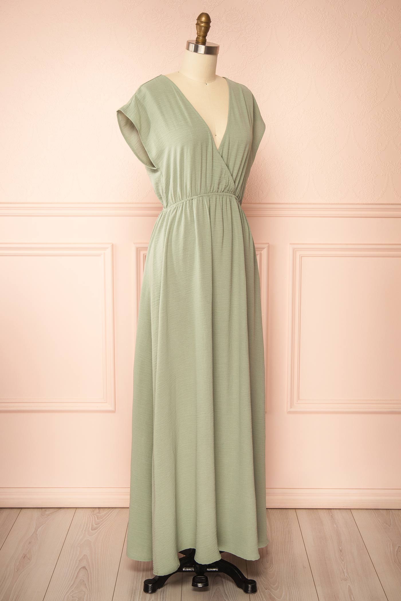 Cambrie | Sage Maxi Dress with V-Neck